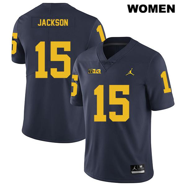 Women's NCAA Michigan Wolverines Giles Jackson #15 Navy Jordan Brand Authentic Stitched Legend Football College Jersey IW25K03MZ